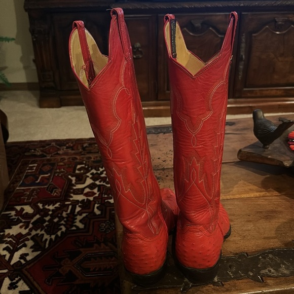 Vintage Womens Panhandle Slim Ostrich Skin‎ Orange Cowboy Boots Size 7 - Picture 3 of 5